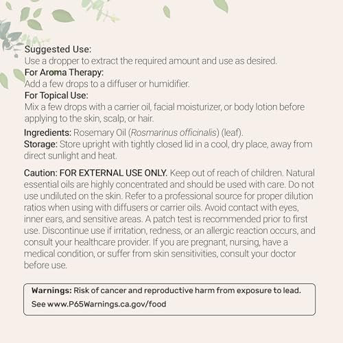 Micro Ingredients Rosemary Essential Oil for Hair, Scalp & Skin – 100% Pure & Natural, 8 fl oz with Dropper - görsel 4