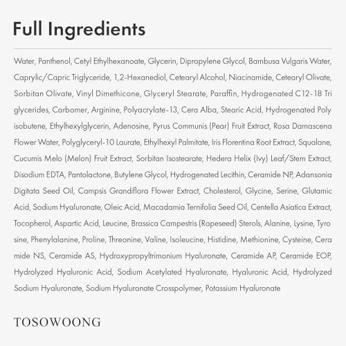 TOSOWOONG Panthenol 20 Barrier Cream – 20% Panthenol, Ceramides & Hyaluronic Acid – Deep Hydration Face Moisturizer – Korean Skincare for All Skin Types – 1.69 fl oz Avelisse