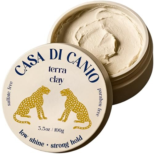 Casa Di Canio Hair Clay Strong Hold Matte Finish – Natural Water Based Styling Pomade 3.5oz – Fragrance Free Unscented for All Hair Types Avelisse