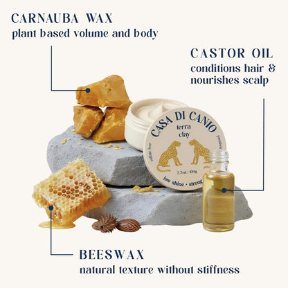 Casa Di Canio Hair Clay Strong Hold Matte Finish – Natural Water Based Styling Pomade 3.5oz – Fragrance Free Unscented for All Hair Types Avelisse