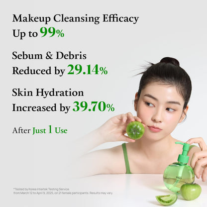 FULLY Green Tomato Pore Cleansing Oil – Daily Oil Cleanser with BHA & Green Tomato for Makeup Removal, Sebum Control, Blackhead Removal – Vegan Korean Skincare, 8.45 fl.oz