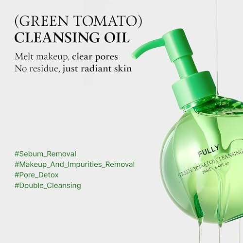 FULLY Green Tomato Pore Cleansing Oil – Daily Oil Cleanser with BHA & Green Tomato for Makeup Removal, Sebum Control, Blackhead Removal – Vegan Korean Skincare, 8.45 fl.oz - görsel 4