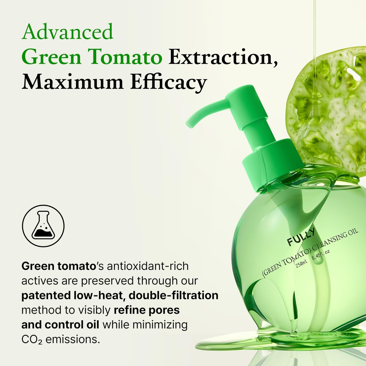 FULLY Green Tomato Pore Cleansing Oil – Daily Oil Cleanser with BHA & Green Tomato for Makeup Removal, Sebum Control, Blackhead Removal – Vegan Korean Skincare, 8.45 fl.oz - görsel 15