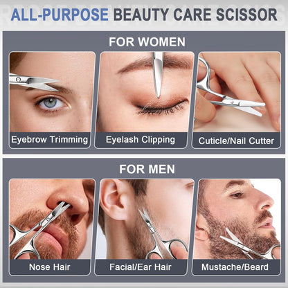 ESVIENS 2-Pack Small Eyebrow Scissors – Stainless Steel Nose Hair Trimming Scissors with Rounded Tips for Precision Grooming