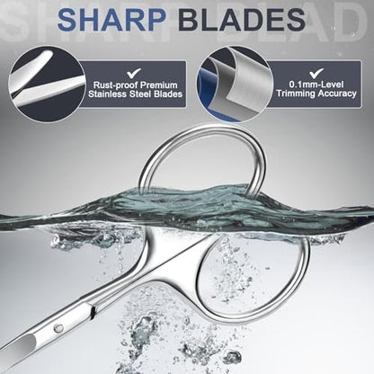 ESVIENS 2-Pack Small Eyebrow Scissors – Stainless Steel Nose Hair Trimming Scissors with Rounded Tips for Precision Grooming