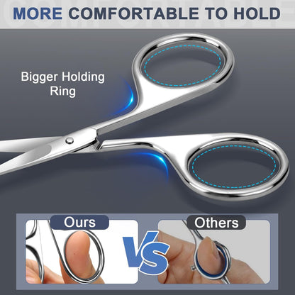 ESVIENS 2-Pack Small Eyebrow Scissors – Stainless Steel Nose Hair Trimming Scissors with Rounded Tips for Precision Grooming