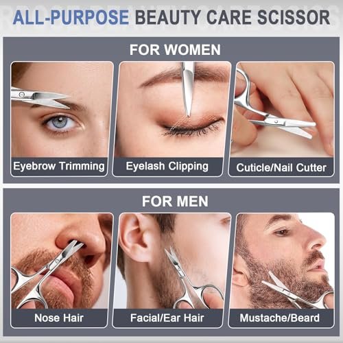 ESVIENS 2-Pack Small Eyebrow Scissors – Stainless Steel Nose Hair Trimming Scissors with Rounded Tips for Precision Grooming - görsel 11