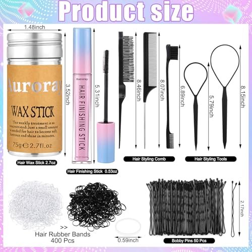 7-Piece Hair Finishing Stick Set with Slick Back Brush, Fly Away Stick, Bobby Pins & Elastic Bands - görsel 10