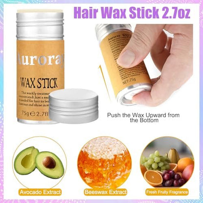 7-Piece Hair Finishing Stick Set with Slick Back Brush, Fly Away Stick, Bobby Pins & Elastic Bands
