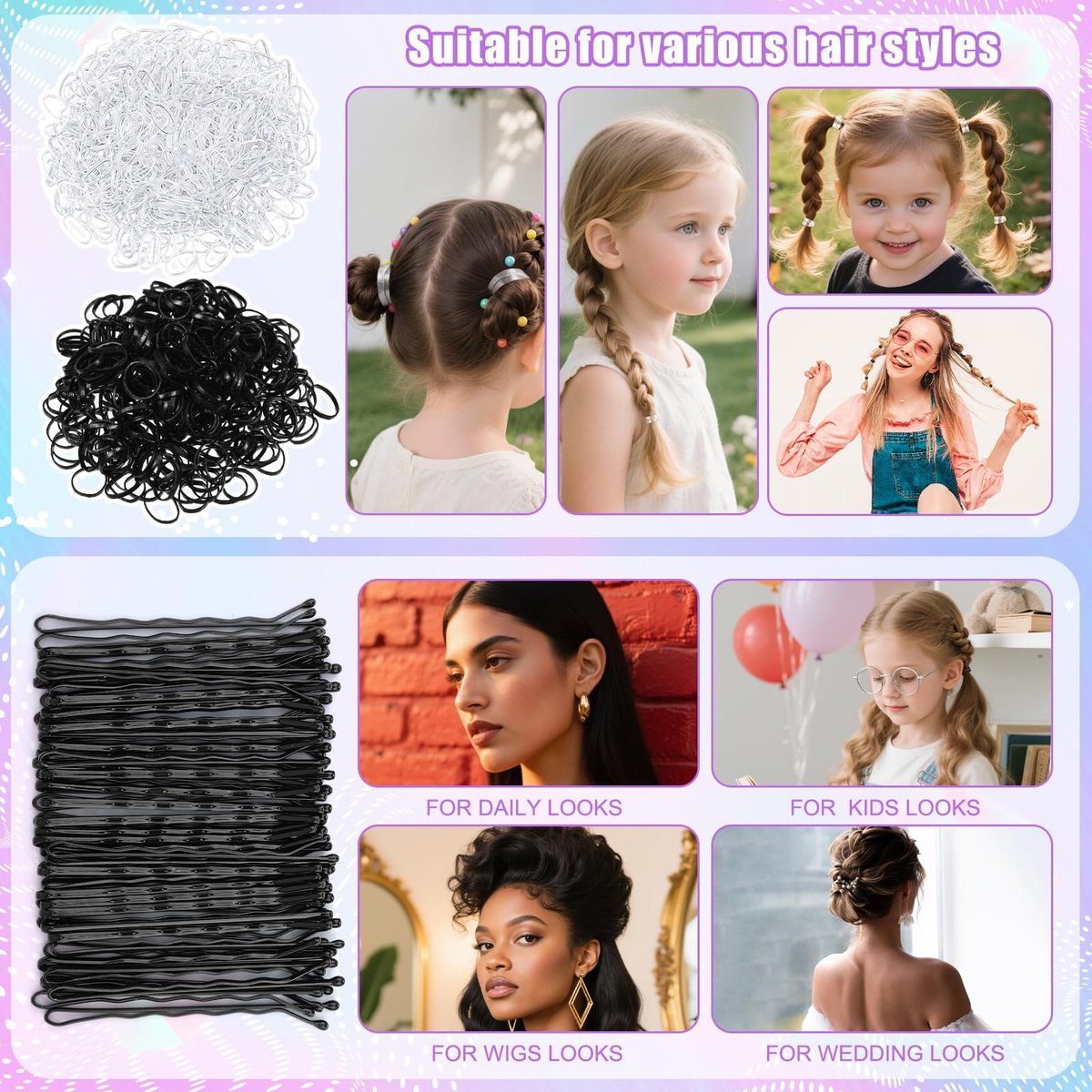 7-Piece Hair Finishing Stick Set with Slick Back Brush, Fly Away Stick, Bobby Pins & Elastic Bands - görsel 13