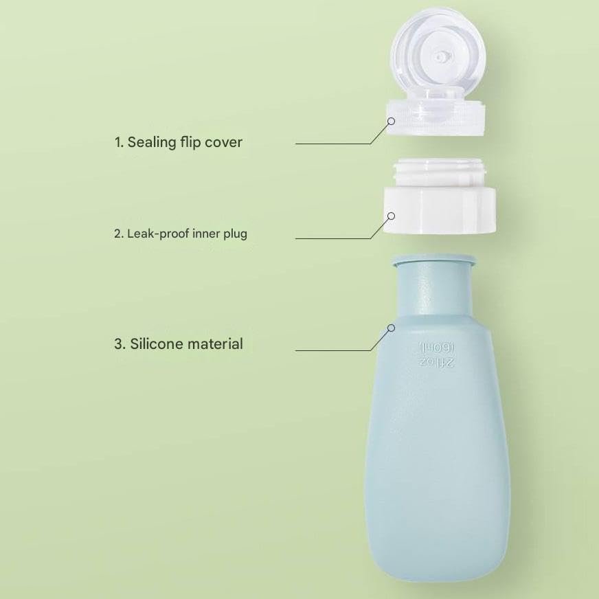 2Pcs Silicone Travel Bottles Set - 4.6oz Leak Proof Refillable Squeeze Containers for Toiletries (90ml Each) - Small Empty Travel Size Bottles for Shampoo, Conditioner, Lotion - White & Blue - görsel 2