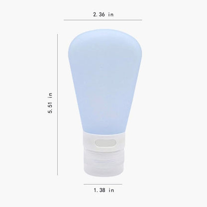 2Pcs Silicone Travel Bottles Set - 4.6oz Leak Proof Refillable Squeeze Containers for Toiletries (90ml Each) - Small Empty Travel Size Bottles for Shampoo, Conditioner, Lotion - White & Blue