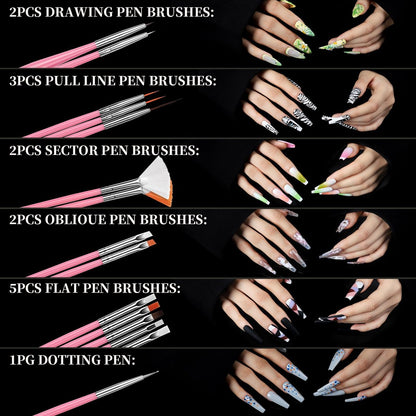 Teenitor 240-Piece Square Nail Tips Set with Nail Charms & Art Brushes – XXL Clear Acrylic Fake Nails for Full Coverage Extensions Avelisse