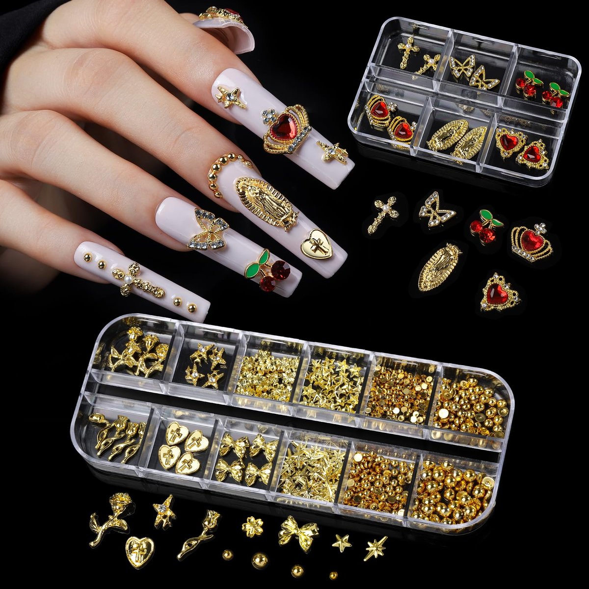 Teenitor 240-Piece Square Nail Tips Set with Nail Charms & Art Brushes – XXL Clear Acrylic Fake Nails for Full Coverage Extensions Avelisse