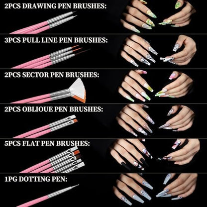 Teenitor 240-Piece Square Nail Tips Set with Nail Charms & Art Brushes – XXL Clear Acrylic Fake Nails for Full Coverage Extensions Avelisse