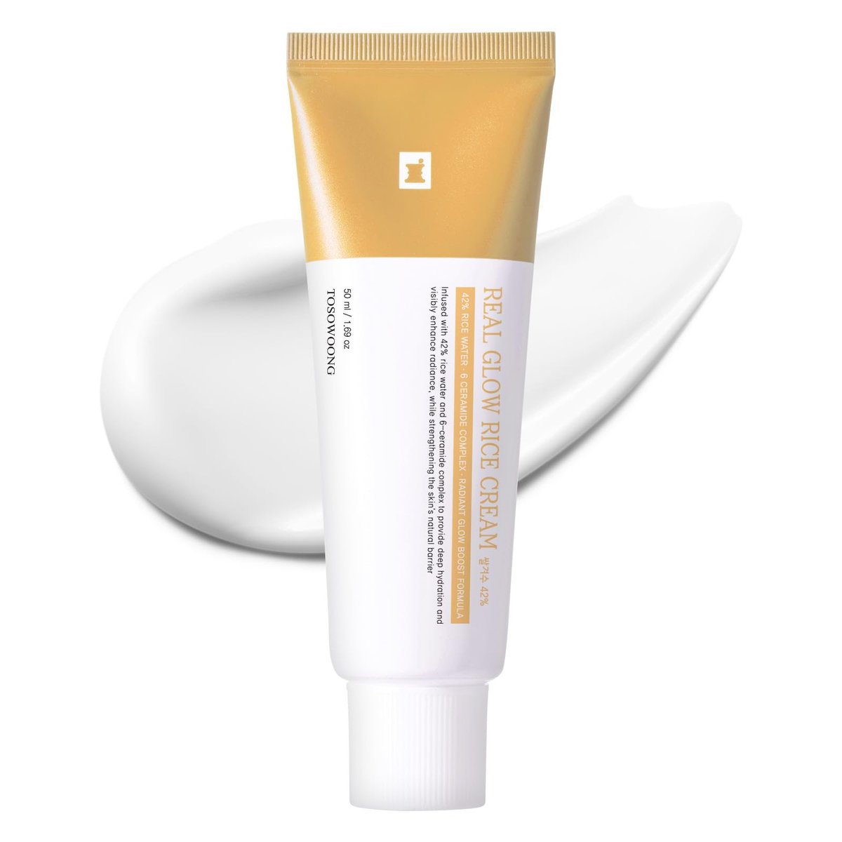 TOSOWOONG Real Glow Rice Cream – 42% Rice Bran Water Hydrating Face Moisturizer with Hyaluronic Acid & 6 Ceramides for Glass Skin, 50ml Avelisse