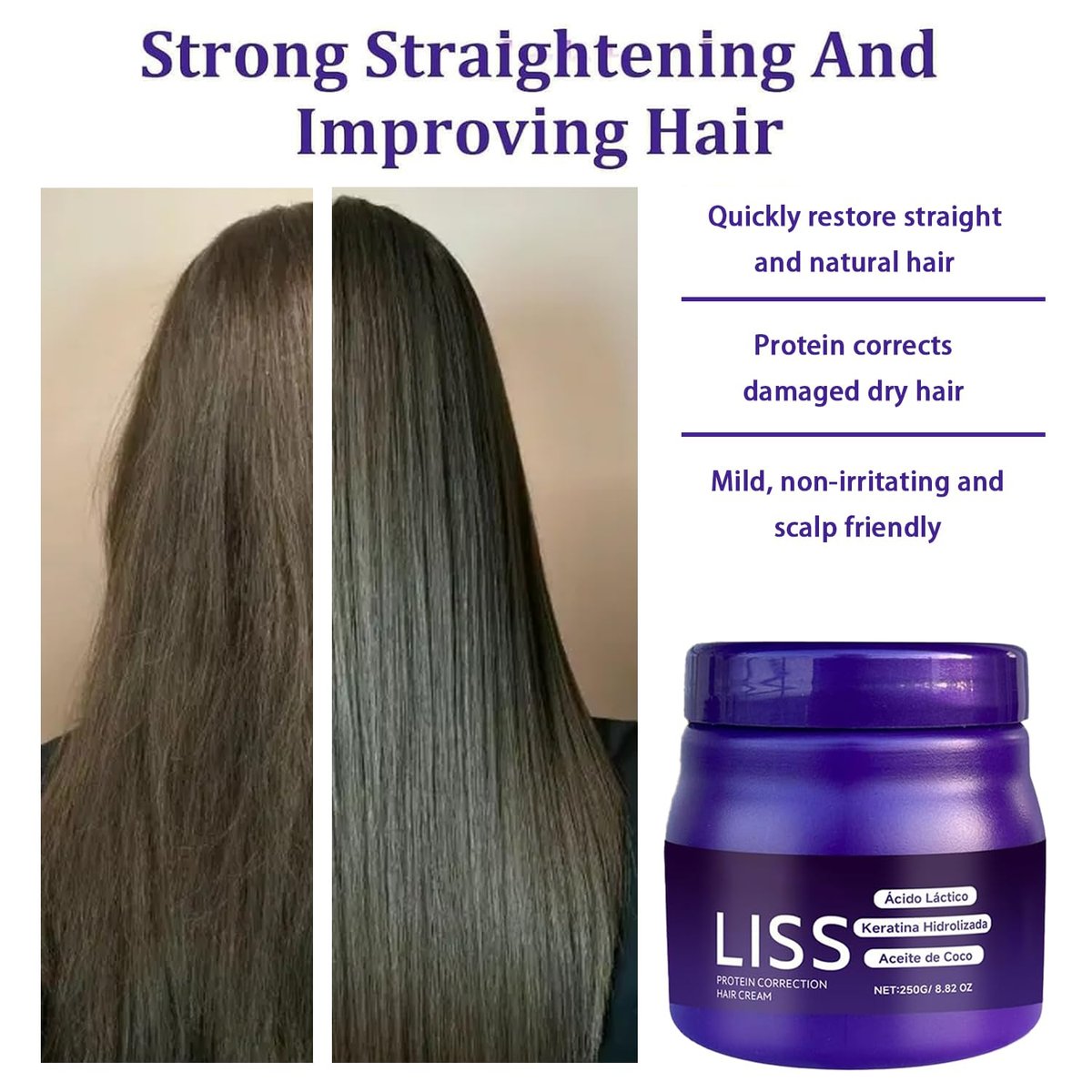 Liss Alisado Keratin Hair Straightening Cream - Formaldehyde-Free Silkening Treatment for Smooth, Frizz-Free Hair (1 Pack) Avelisse