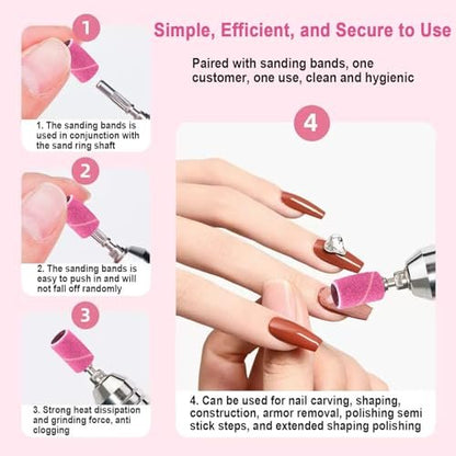 100 Pcs Nail Drill Bits Sanding Bands - Mix 80#120#180#240# Grit for Acrylic Gel Manicures & Pedicure Avelisse