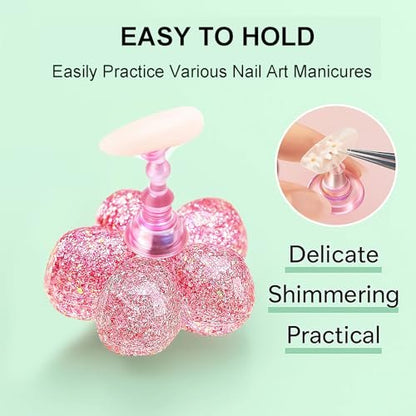 HomTop Nail Stand for Press On Nails – 2 Set Acrylic Nail Holders with 10 Nail Stands, 60Pcs Putty, Flower Base & Tweezers – Perfect for Nail Art Practice, Salon & Home Use Avelisse