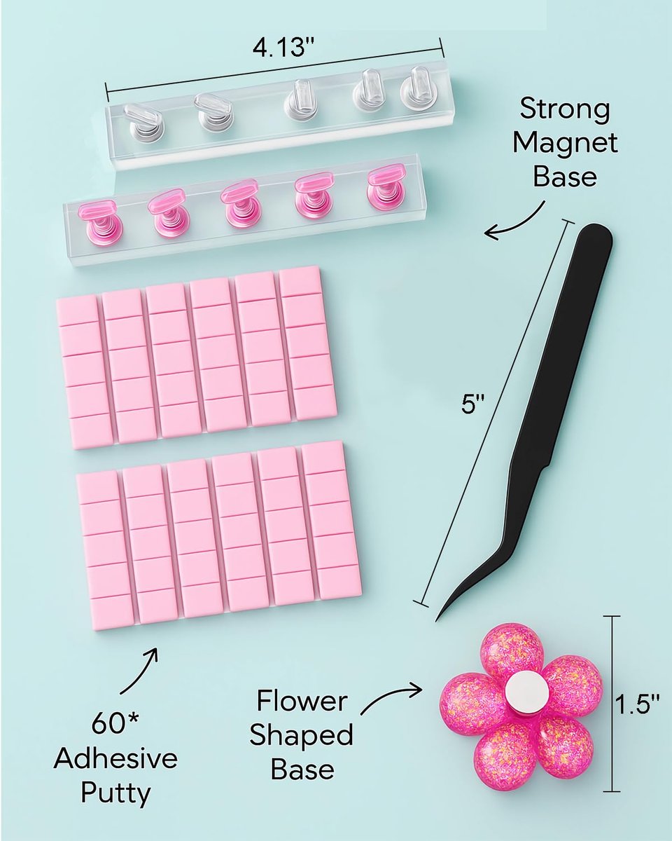 HomTop Nail Stand for Press On Nails – 2 Set Acrylic Nail Holders with 10 Nail Stands, 60Pcs Putty, Flower Base & Tweezers – Perfect for Nail Art Practice, Salon & Home Use Avelisse