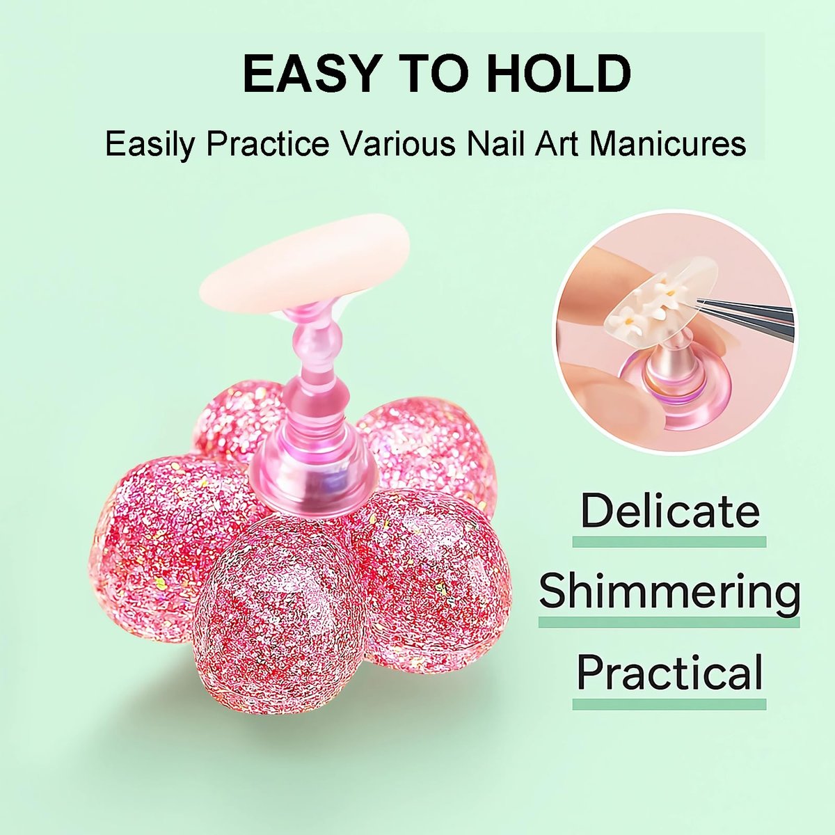 HomTop Nail Stand for Press On Nails – 2 Set Acrylic Nail Holders with 10 Nail Stands, 60Pcs Putty, Flower Base & Tweezers – Perfect for Nail Art Practice, Salon & Home Use Avelisse