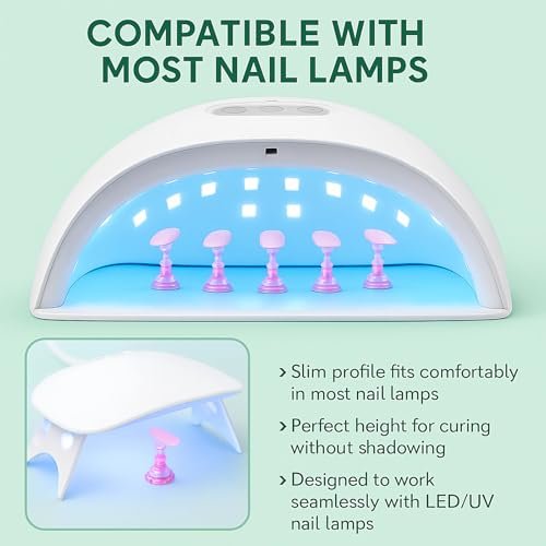 HomTop Nail Stand for Press On Nails – 2 Set Acrylic Nail Holders with 10 Nail Stands, 60Pcs Putty, Flower Base & Tweezers – Perfect for Nail Art Practice, Salon & Home Use Avelisse