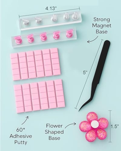 HomTop Nail Stand for Press On Nails – 2 Set Acrylic Nail Holders with 10 Nail Stands, 60Pcs Putty, Flower Base & Tweezers – Perfect for Nail Art Practice, Salon & Home Use Avelisse