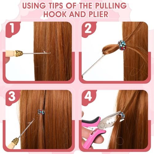 ElevateTech Hair Extension Tools Kit: 3-Piece Microlinks Beads Tools Pliers, Loop Needle, Pulling Hook for Micro and Nano Ring Hair Extensions Installation or Removal - görsel 14