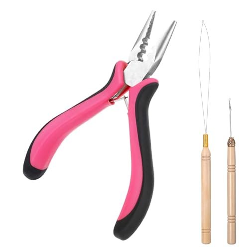 ElevateTech Hair Extension Tools Kit: 3-Piece Microlinks Beads Tools Pliers, Loop Needle, Pulling Hook for Micro and Nano Ring Hair Extensions Installation or Removal - görsel 2