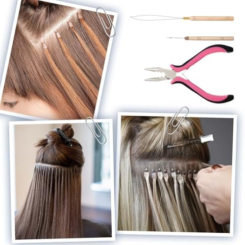 ElevateTech Hair Extension Tools Kit: 3-Piece Microlinks Beads Tools Pliers, Loop Needle, Pulling Hook for Micro and Nano Ring Hair Extensions Installation or Removal - görsel 12