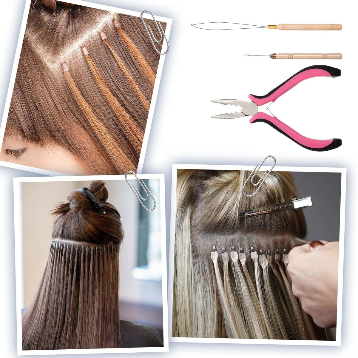 ElevateTech Hair Extension Tools Kit: 3-Piece Microlinks Beads Tools Pliers, Loop Needle, Pulling Hook for Micro and Nano Ring Hair Extensions Installation or Removal - görsel 11