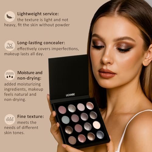 UCANBE 16 Color Baked Eyeshadow Palette with 15 Brushes Makeup Set - Matte & Shimmer Blend, Highly Pigmented Long Lasting Waterproof Avelisse