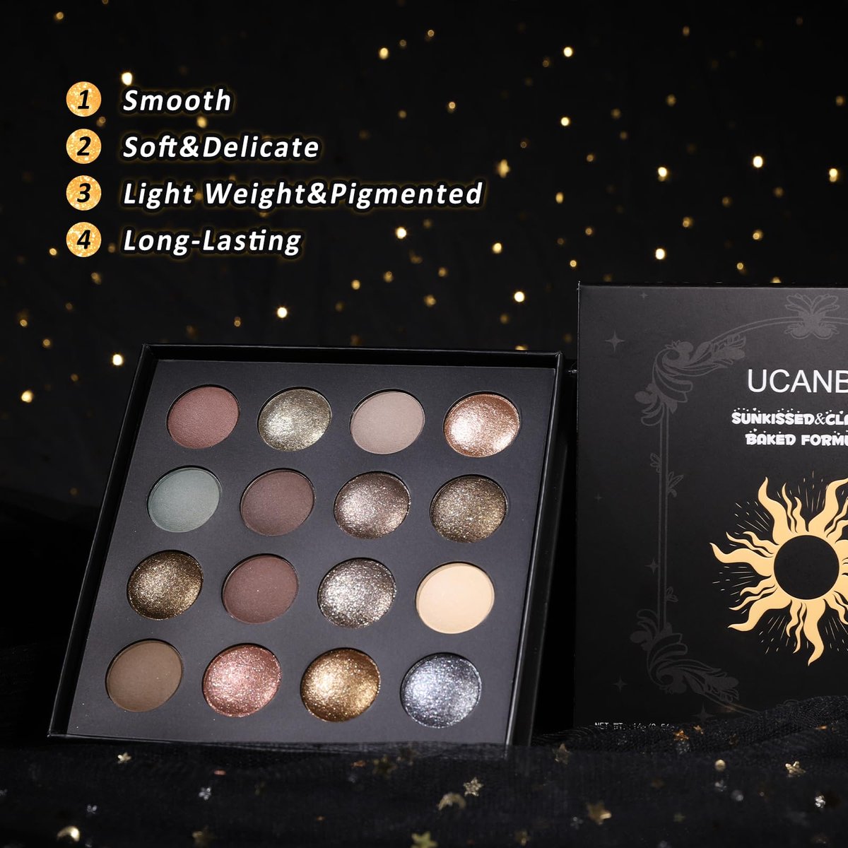 UCANBE 16 Color Baked Eyeshadow Palette with 15 Brushes Makeup Set - Matte & Shimmer Blend, Highly Pigmented Long Lasting Waterproof Avelisse