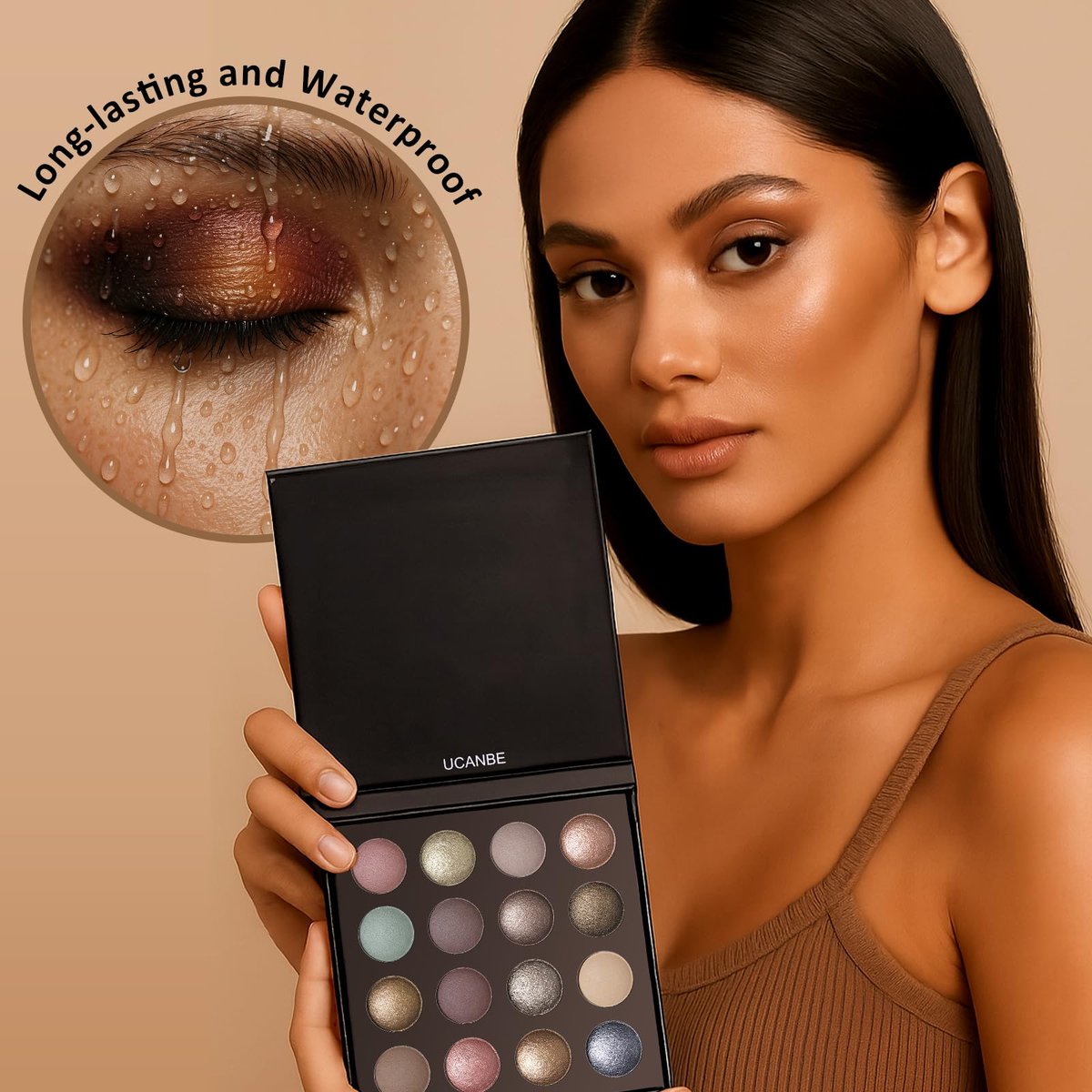UCANBE 16 Color Baked Eyeshadow Palette with 15 Brushes Makeup Set - Matte & Shimmer Blend, Highly Pigmented Long Lasting Waterproof Avelisse
