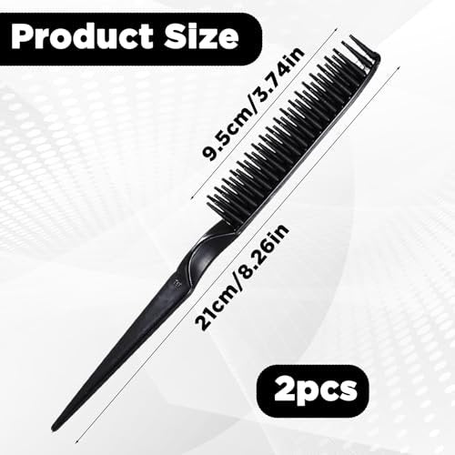 3 Row Hair Comb Set - Rat Tail Styling Comb & Curly Hair Detangling Brush for Women Men (2PCS) - görsel 4