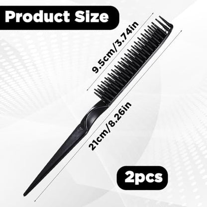 3 Row Hair Comb Set - Rat Tail Styling Comb & Curly Hair Detangling Brush for Women Men (2PCS)