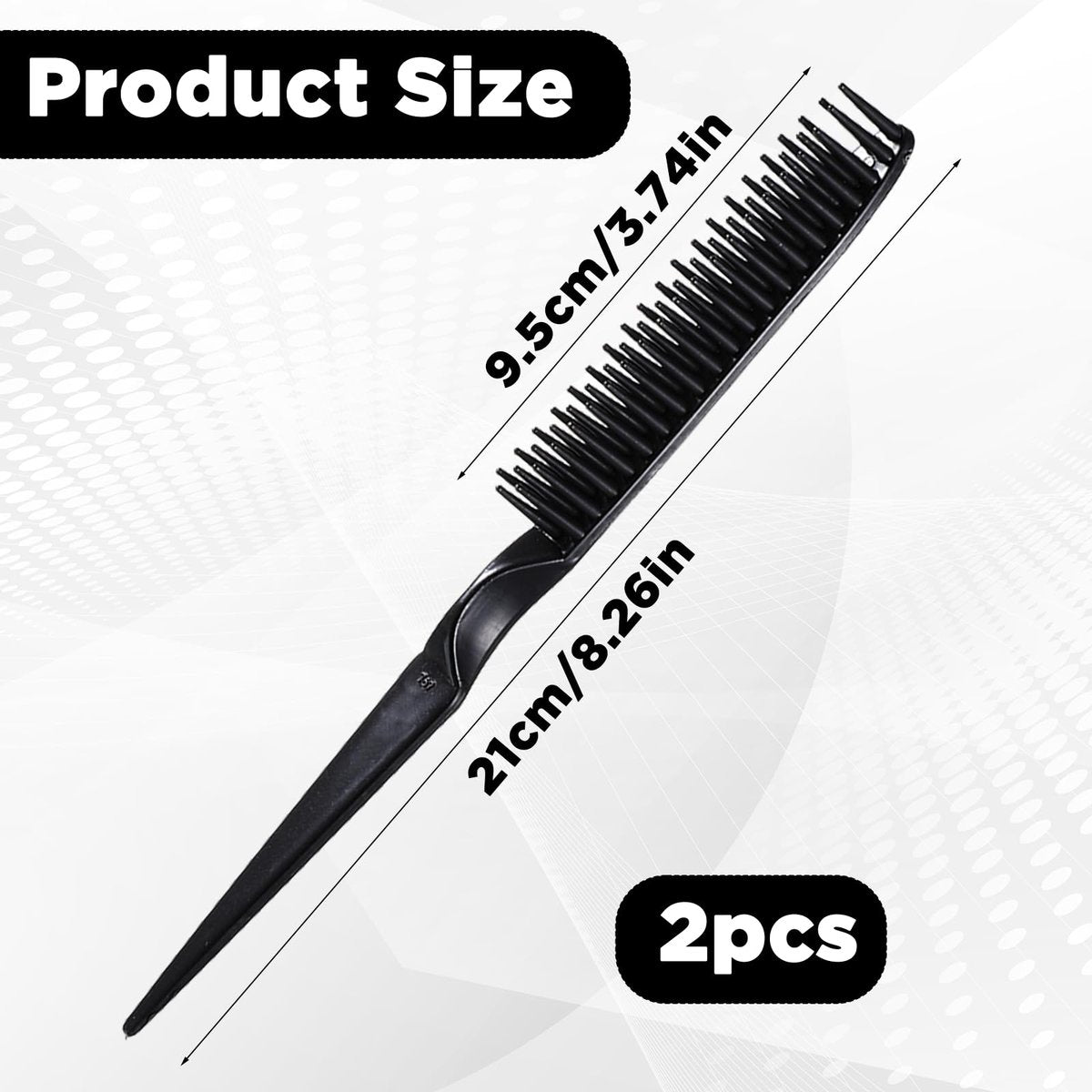 3 Row Hair Comb Set - Rat Tail Styling Comb & Curly Hair Detangling Brush for Women Men (2PCS) - görsel 3
