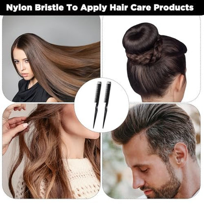 3 Row Hair Comb Set - Rat Tail Styling Comb & Curly Hair Detangling Brush for Women Men (2PCS)