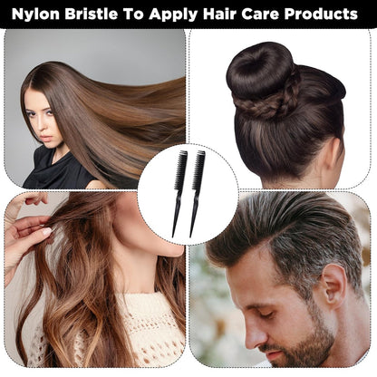 3 Row Hair Comb Set - Rat Tail Styling Comb & Curly Hair Detangling Brush for Women Men (2PCS)
