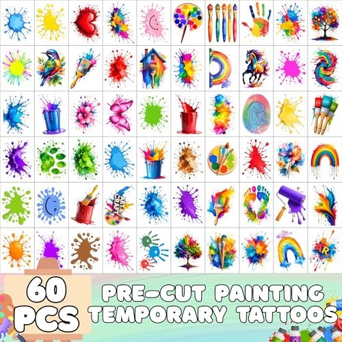Painting Temporary Tattoos – Colorful Splash Stickers for Painting Birthday Party Favors, Art Themed Supplies & Gifts for Kids, Teens, Adults - görsel 4