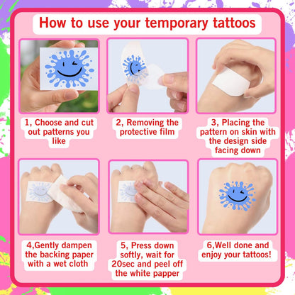 Painting Temporary Tattoos – Colorful Splash Stickers for Painting Birthday Party Favors, Art Themed Supplies & Gifts for Kids, Teens, Adults