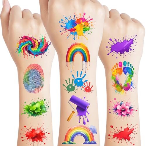 Painting Temporary Tattoos – Colorful Splash Stickers for Painting Birthday Party Favors, Art Themed Supplies & Gifts for Kids, Teens, Adults - görsel 2