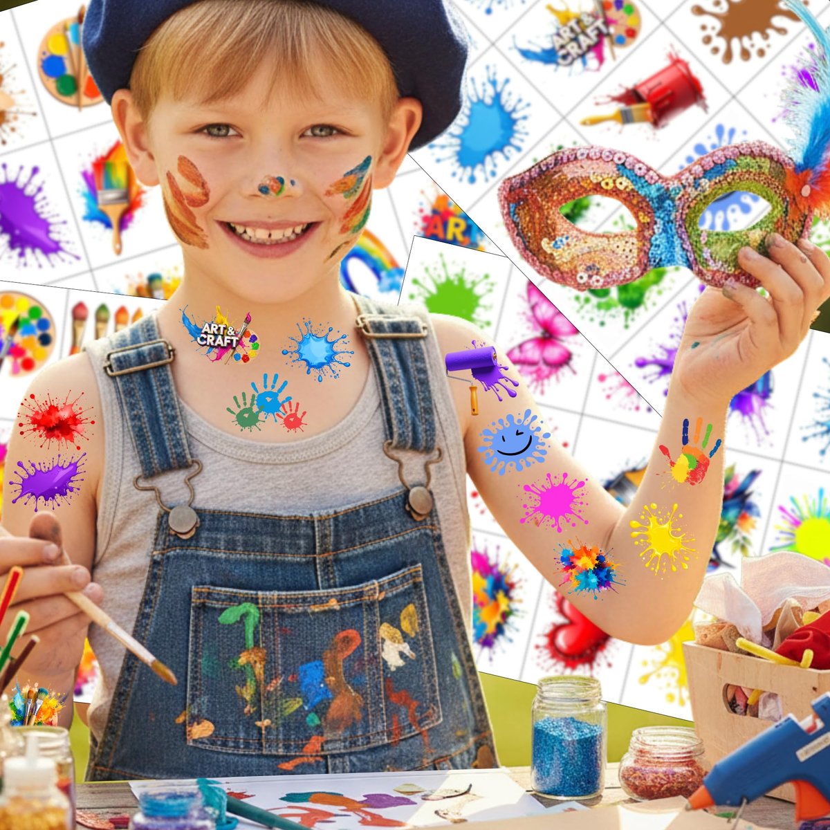 Painting Temporary Tattoos – Colorful Splash Stickers for Painting Birthday Party Favors, Art Themed Supplies & Gifts for Kids, Teens, Adults - görsel 5