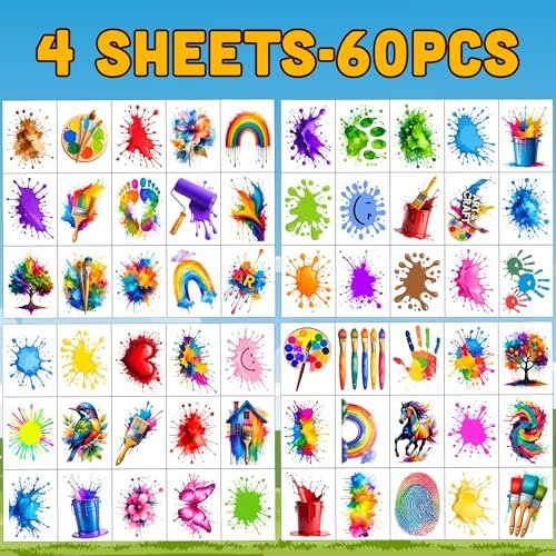 Painting Temporary Tattoos – Colorful Splash Stickers for Painting Birthday Party Favors, Art Themed Supplies & Gifts for Kids, Teens, Adults - görsel 14