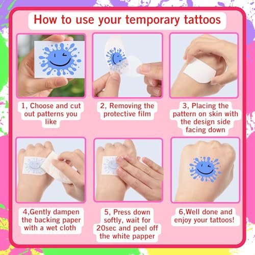 Painting Temporary Tattoos – Colorful Splash Stickers for Painting Birthday Party Favors, Art Themed Supplies & Gifts for Kids, Teens, Adults - görsel 18