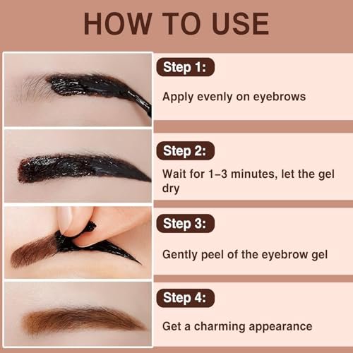 PERVALA Dark Brown Tattoo Eyebrow Gel - 2 Pack, Easy Peel Off, Waterproof & Sweatproof, All-Day Wear for All Skin Types - görsel 12