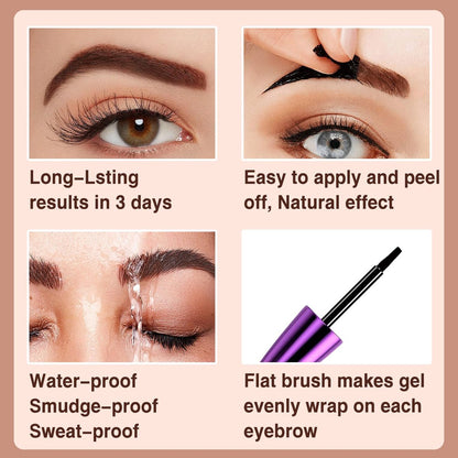 PERVALA Dark Brown Tattoo Eyebrow Gel - 2 Pack, Easy Peel Off, Waterproof & Sweatproof, All-Day Wear for All Skin Types