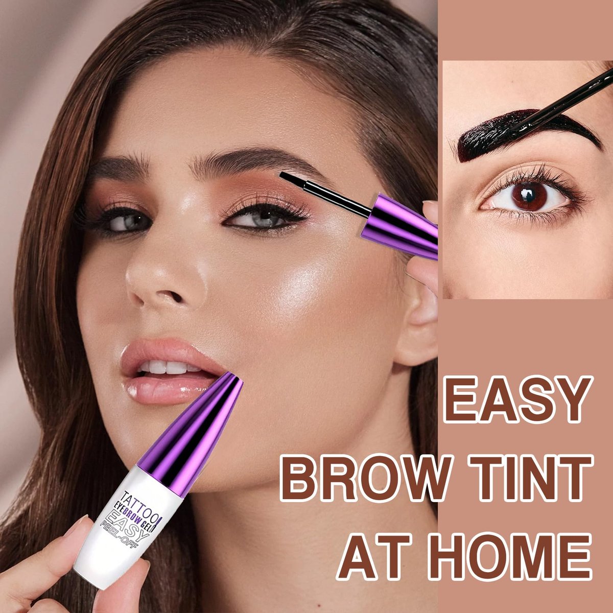 PERVALA Dark Brown Tattoo Eyebrow Gel - 2 Pack, Easy Peel Off, Waterproof & Sweatproof, All-Day Wear for All Skin Types - görsel 13