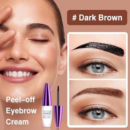 PERVALA Dark Brown Tattoo Eyebrow Gel - 2 Pack, Easy Peel Off, Waterproof & Sweatproof, All-Day Wear for All Skin Types - görsel 4