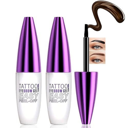 PERVALA Dark Brown Tattoo Eyebrow Gel - 2 Pack, Easy Peel Off, Waterproof & Sweatproof, All-Day Wear for All Skin Types
